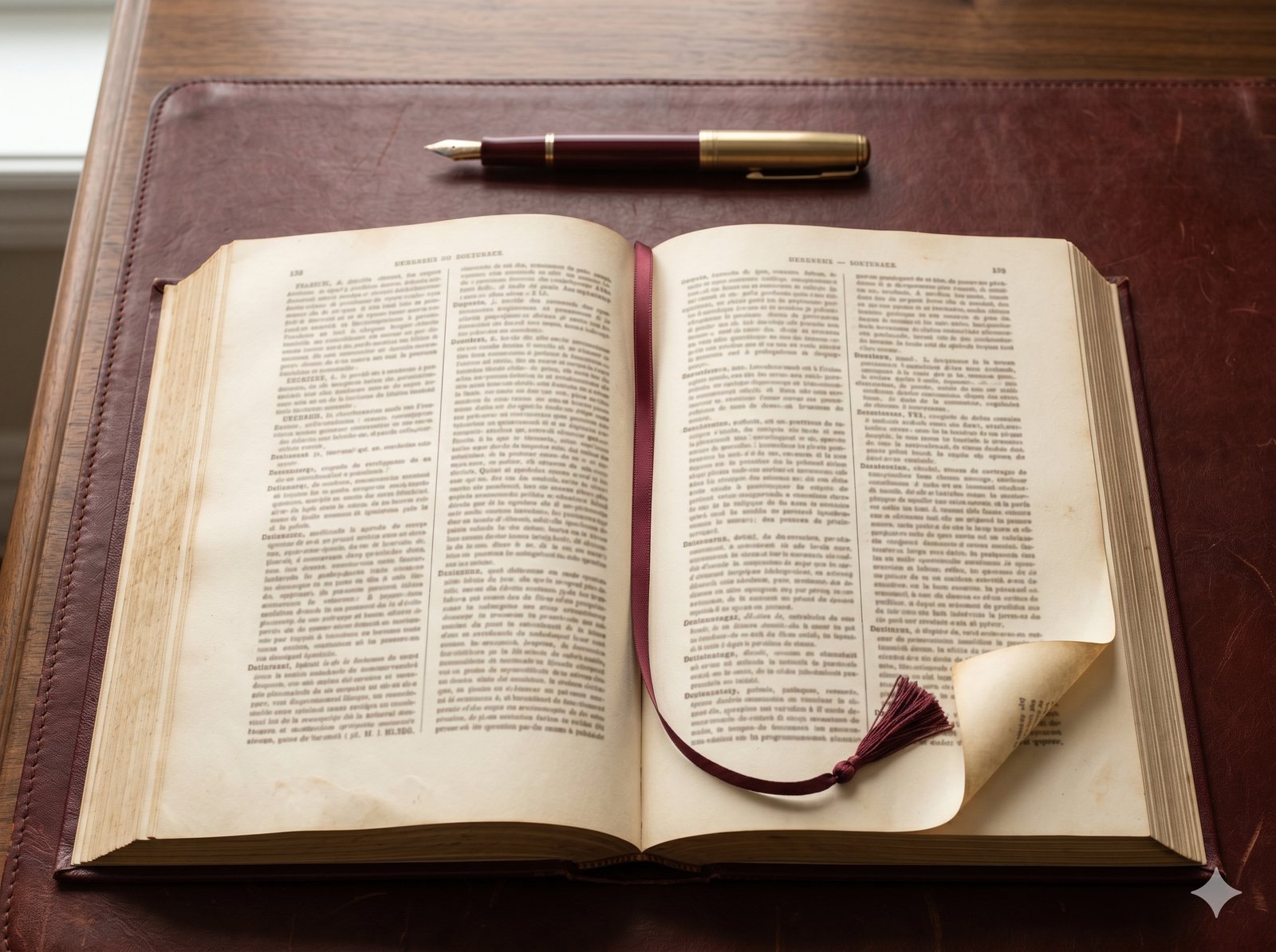 Open law book with silk bookmark