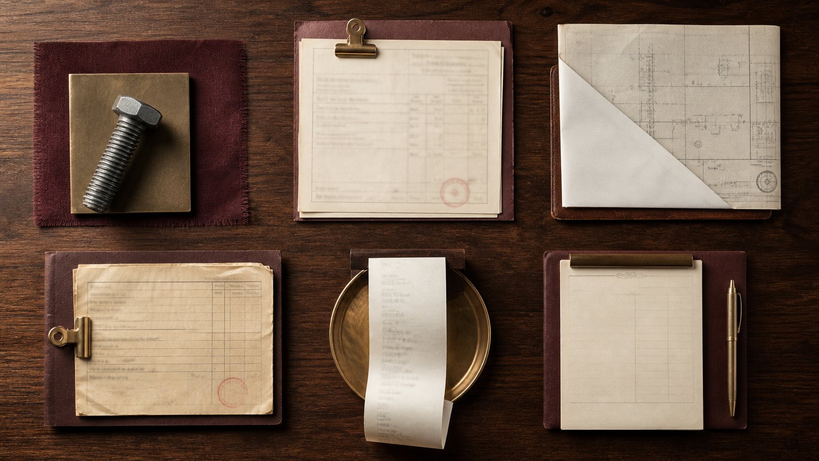 Six B2B vignettes — manufacturer, wholesaler, construction, transport, retail, hospitality